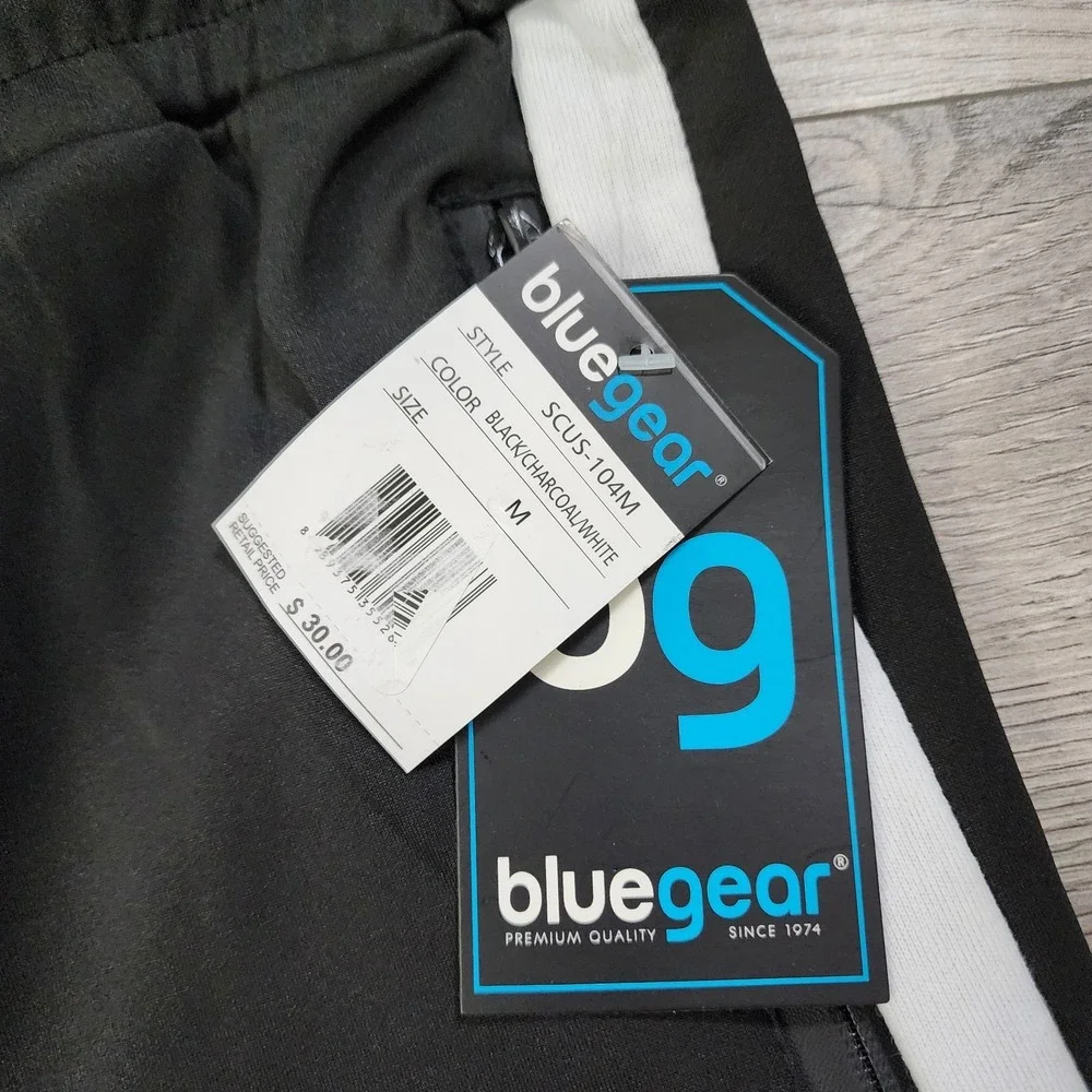 Blue Gear Athletic Sweat Shorts Men M Black White Charcoal Drawstring Cotton NWT